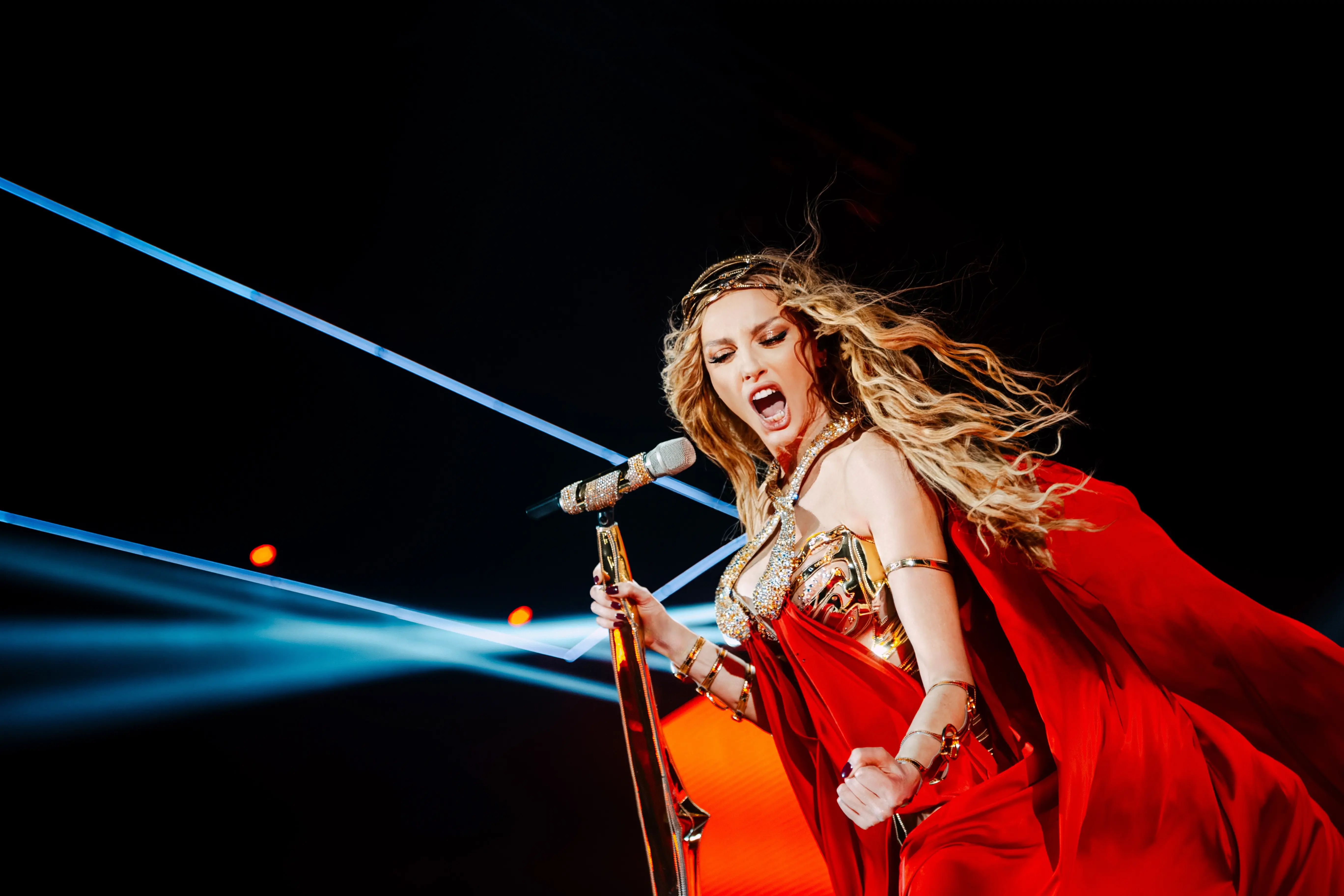 Olya Polyakova, Ukrainian pop singer, performing on stage